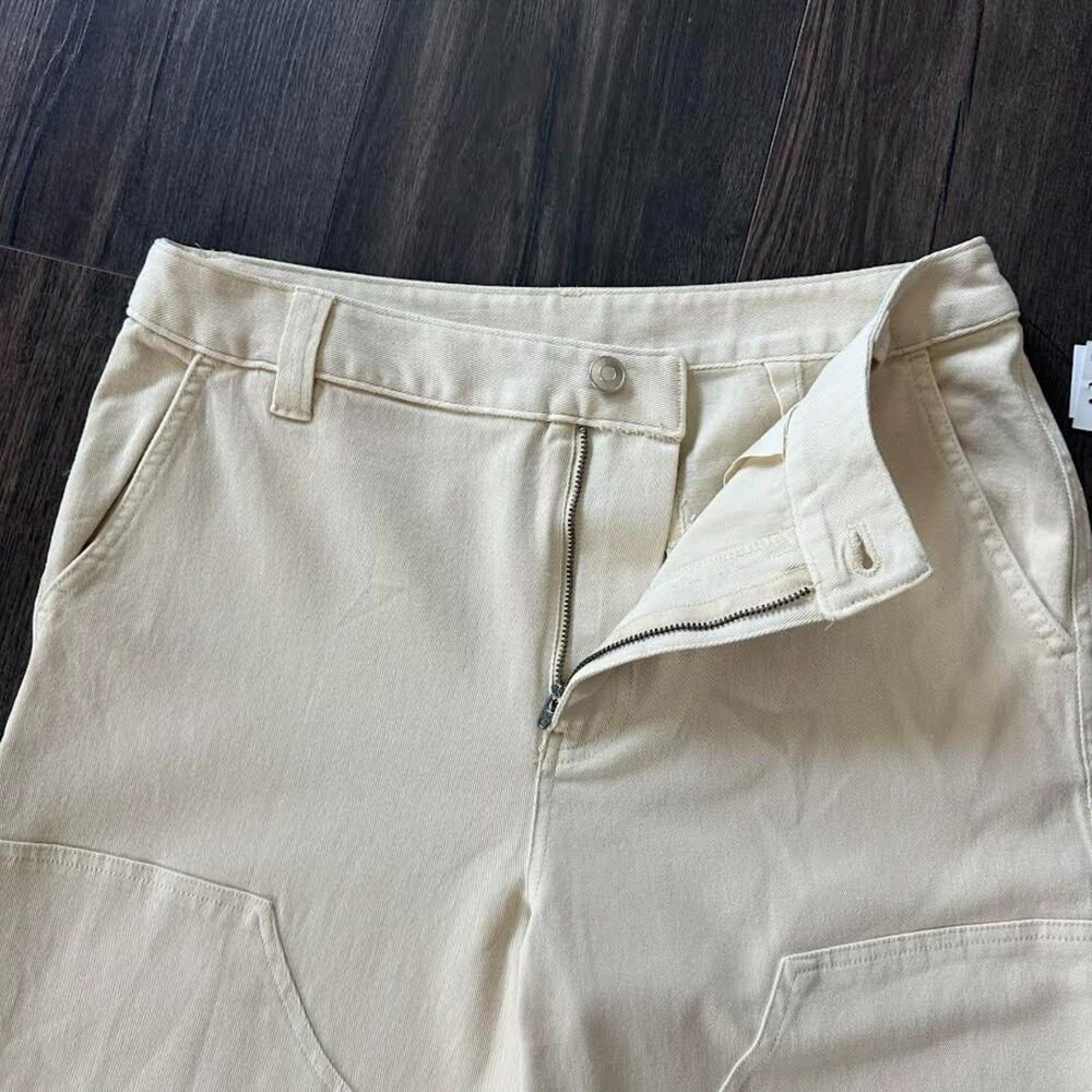 NWT BP Beige Carpenter Pants Cargo Double Knee Cream Wide Leg Women's Size 10 - Picture 3 of 9